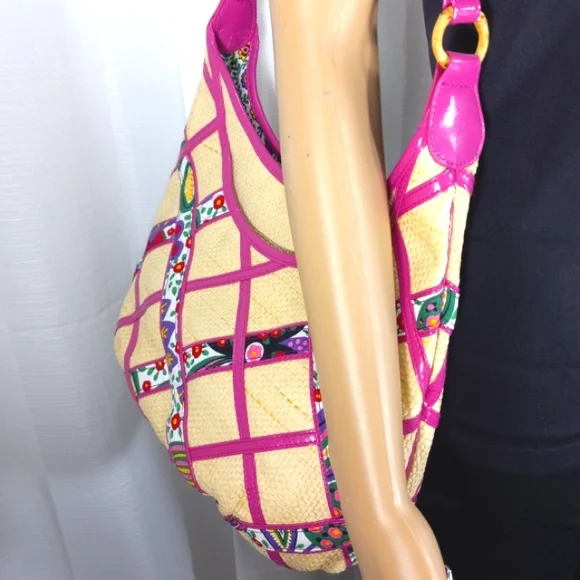 VERA BRADLEY Like New Vintage 2011 Viva la Vera Straw Cotton & Patent Pu… - Picture 3 of 15